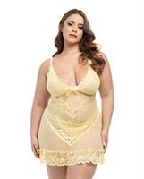 Valentine Lacey Babydoll w/G-String - Pale Banana