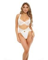 Sadie Underwire Lace Bra and High Waist Panty Bright White