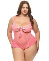 Aubrielle Diamond Mesh Underwire Teddy - Pink