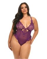 Katana Mesh and Lace Teddy - Purple