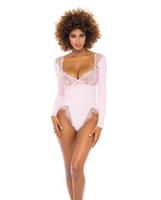 Maria Ribbed Knit and Lace Teddy Crystal Rose