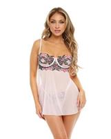 Audra Underwire Babydoll w/Embroidery and G-String Pink Yarrow
