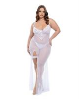 Livia Dot Mesh and Lace Underwire Gown and Garter