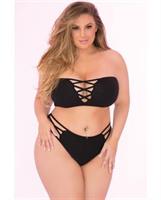 Pink Lipstick Truth or Bare 2pc Bra Set Black