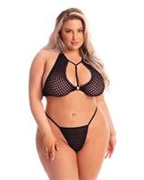 Pink Lipstick The Real Me Bralette and Thong Black