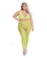 Pink Lipstick All About Leaf Bra and Leggings Green