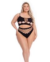Pink Lipstick Neon Dreams Bra and High Waist Thong Black