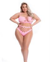 Pink Lipstick Neon Dreams Bra and High Waist Thong Pink