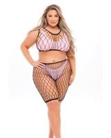 Pink Lipstick Brace for Impact Large Fishnet Top Pink