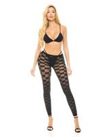 Pink Lipstick Checkered Up Bra and Leggings Black