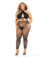 Pink Lipstick Gives You Hell Halter Bra, Pantyhose and G-String Black