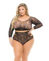 Pink Lipstick Back Me Up Top and High Waist Panty Black