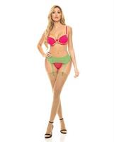Pink Lipstick Come to Me Bra, Garter Belt and G-String Neon