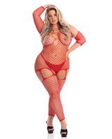 Pink Lipstick In My Head Net Bodystocking Red