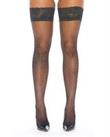 Rhinestone Thigh High w/Silicone Black