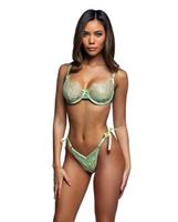 Evergreen Dream Underwire Scalloped Lace Bra - Green
