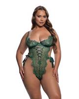 Dreamer's Lust Lace and Satin Teddy - Green