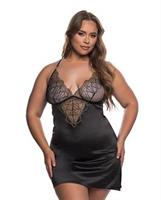 Beaded Belle Metallic Embroidery w/Bead Lace Chemise - Black/Gold