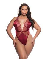 Beaded Belle Metallic Embroidered w/Bead Lace Teddy - Red/Gold
