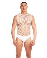 Rainbow Party Full Effect Large Mesh Unitard 2 pc Set - White