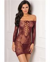 Rene Rofe Tie Breaker Long Sleeve Dress Burgundy