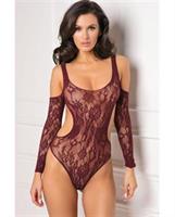 Rene Rofe Set the Mood Bodysuit Burgundy