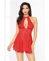 Lace Mesh Babydoll Red