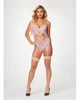 Sheer Mesh and Lace Demi Cup Teddy Lavender