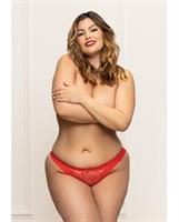 Lace Panty w/Heart Cut Out Back and Pearl Chain Detail - Red