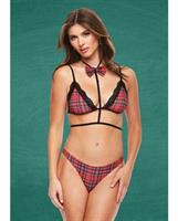 Teacher's Pet Baddie Schooirl Top w/Bow Tie and Panty Red/Black