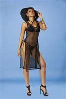 Crochet swim cover-up dress with side slits.
