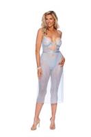 Dotted mesh gown with embroidered bodice - Plus