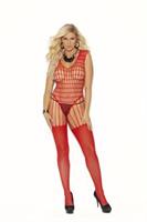 Crochet net bodystocking with open crotch.
