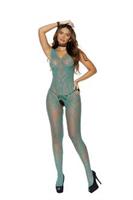 Crochet pothole and lace bodystocking with open crotch.
