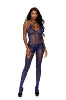 Sheer bodystocking with rose flower burnout.