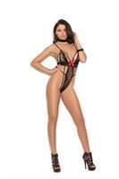 Lace teddy embellished with bows and a string back