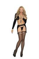 Fishnet thigh hi and garter belt