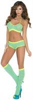 Three piece set. Striped cami top, booty shorts with ruched back and knee hi's.