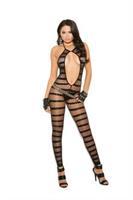 Opaque and diamond net striped bodystocking