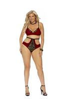 Velvet and lace bra with underwire cups - Plus