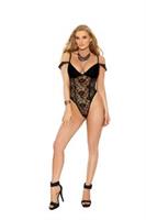 Off the shoulder deep V lace teddyl