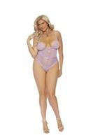 Eyelash lace and mesh slip on teddy - Plus