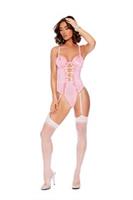 Embroidered mesh slip on teddiette with underwire cups