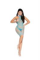 Crochet and fishnet halter neck, mid length bodystocking