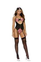 Treasure Hunter - Halter neck teddy with attached garters and hat.