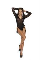 Long sleeve lace and opaque teddy