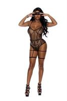 Fence net crotchless teddy