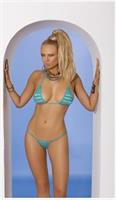 Striped mesh bikini top and matching g-string.