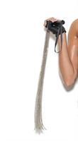Chain whip with leather handle.