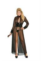 Mesh and vinyl long sleeve gown Plus